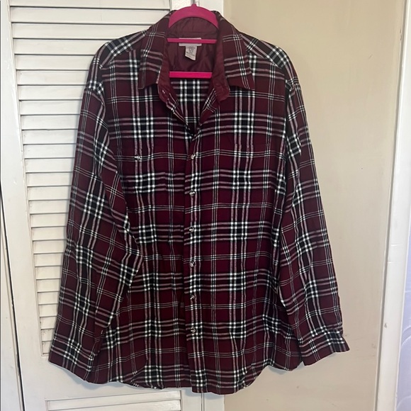 Windridge Other - Men's Burgundy Plaid Casual Button Down Shirt